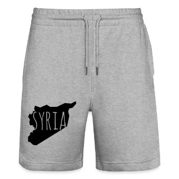 Syria - Stanley/Stella Trainer Unisex Organic Jogging Shorts - heather grey - Front - Nik (191cm) & Marisol (170cm)