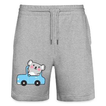 Koala in einem winzigen blauen Auto - Stanley/Stella Unisex Bio Joggingshorts Trainer  - Grau meliert - Vorne - Nik (191cm) & Marisol (170cm)