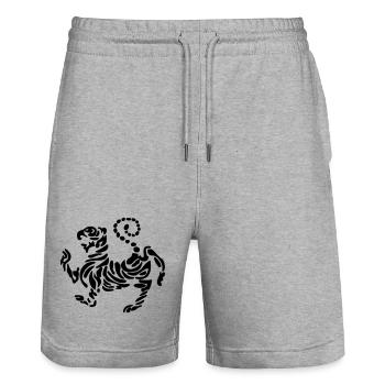 Shotokan tiger karaté logo emblème autoportant - Short de jogging bio TRAINER Stanley/Stella unisexe - gris chiné - Devant - Nik (191cm) & Marisol (170cm)
