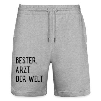 bester arzt - Stanley/Stella Unisex Bio Joggingshorts Trainer  - Grau meliert - Vorne - Nik (191cm) & Marisol (170cm)