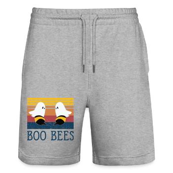 Boo Bees Ghost Bees Funny Design - Stanley/Stella Trainer Unisex Organic Jogging Shorts - heather grey - Front - Nik (191cm) & Marisol (170cm)