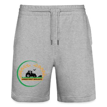 Logo - Stanley/Stella Unisex Bio Joggingshorts Trainer  - Grau meliert - Vorne - Nik (191cm) & Marisol (170cm)