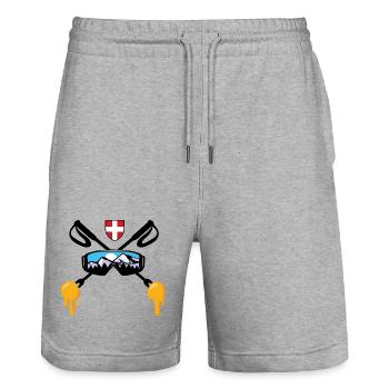 Savoie Ski und Savoyard Fondue Geschenk Haute Savoie - Stanley/Stella Unisex Bio Joggingshorts Trainer  - Grau meliert - Vorne - Nik (191cm) & Marisol (170cm)
