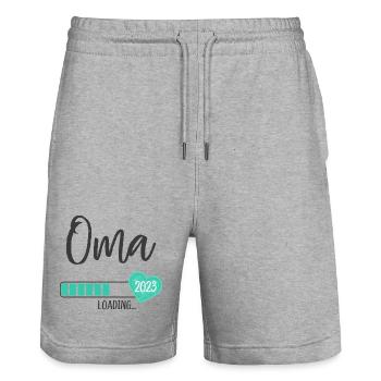 Oma Loading 2023 Herz Junge Werdende Großmutter - Stanley/Stella Unisex Bio Joggingshorts Trainer  - Grau meliert - Vorne - Nik (191cm) & Marisol (170cm)