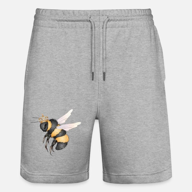Zeichnung einer fliegenden Hummel mit Krone - Stanley/Stella Unisex Bio Joggingshorts Trainer  - Grau meliert