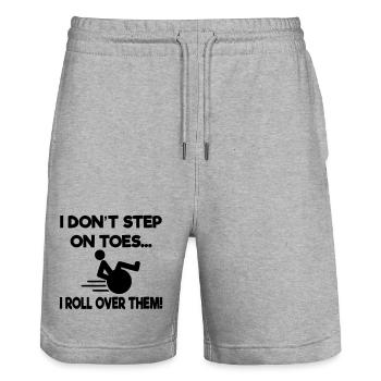 Ich stehe nicht auf Zehenspitzen, ich rolle im Rollstuhl darüber* - Stanley/Stella Unisex Bio Joggingshorts Trainer  - Grau meliert - Vorne - Nik (191cm) & Marisol (170cm)