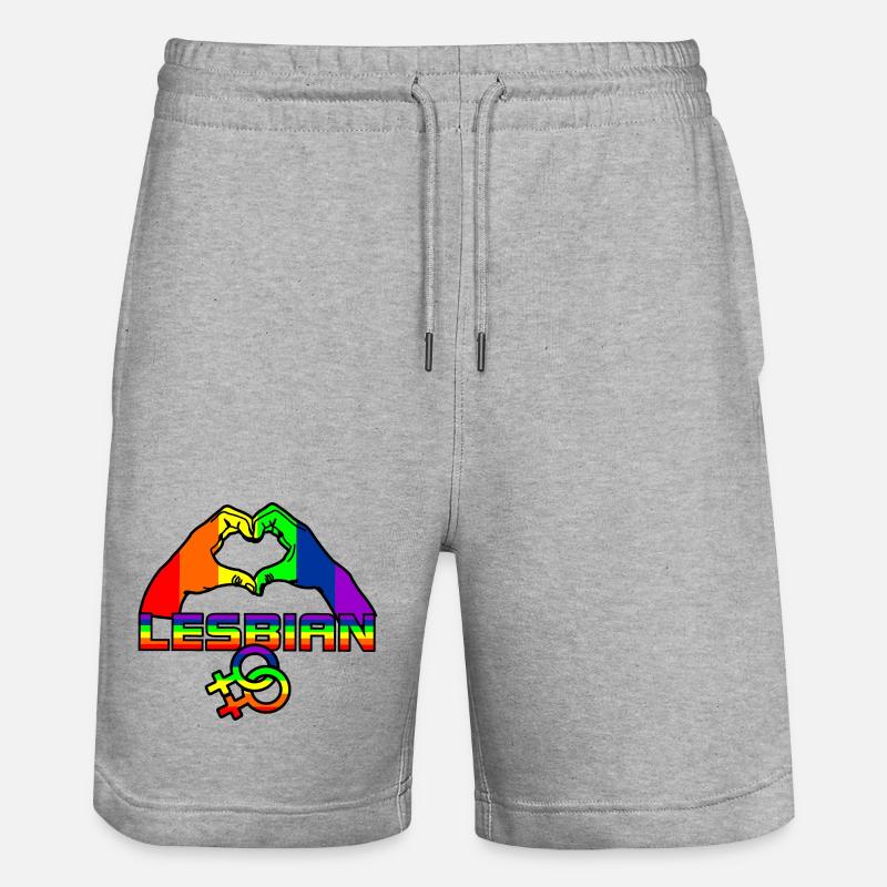 Rainbow lesbies fier logo 4 - Short de jogging bio TRAINER Stanley/Stella unisexe - gris chiné