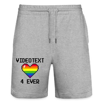Videotext for ever - Stanley/Stella Unisex Bio Joggingshorts Trainer  - Grau meliert - Vorne - Nik (191cm) & Marisol (170cm)
