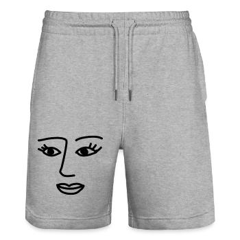 Art Face Artist Woman - Stanley/Stella Trainer Unisex Organic Jogging Shorts - heather grey - Front - Nik (191cm) & Marisol (170cm)
