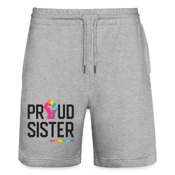 LGBT Pride Month - Stolze Schwester - Stanley/Stella Unisex Bio Joggingshorts Trainer  - Grau meliert - Vorne - Nik (191cm) & Marisol (170cm)