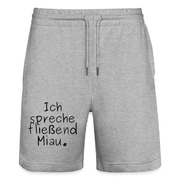 Lustige Katzen-Sprüche - Stanley/Stella Unisex Bio Joggingshorts Trainer  - Grau meliert - Vorne - Nik (191cm) & Marisol (170cm)
