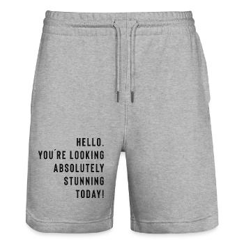 Hello. You're looking absolutely stunning today! - Stanley/Stella Unisex Bio Joggingshorts Trainer  - Grau meliert - Vorne - Nik (191cm) & Marisol (170cm)