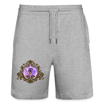Cheval sauvage coloré élégant - Short de jogging bio TRAINER Stanley/Stella unisexe - gris chiné - Devant - Nik (191cm) & Marisol (170cm)