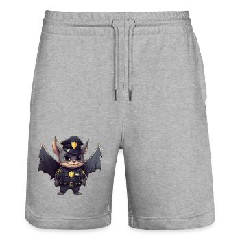 Bat Police - Stanley/Stella Trainer Unisex Organic Jogging Shorts - heather grey - Front - Nik (191cm) & Marisol (170cm)