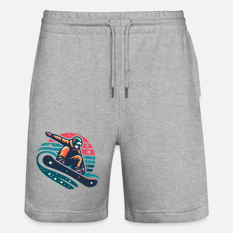Illustration animée de snowboarder dynamique - Short de jogging bio TRAINER Stanley/Stella unisexe - gris chiné