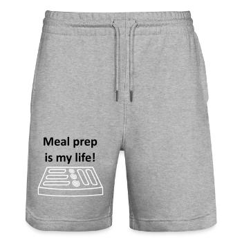 Meal Prep is my life! - Stanley/Stella Unisex Bio Joggingshorts Trainer  - Grau meliert - Vorne - Nik (191cm) & Marisol (170cm)