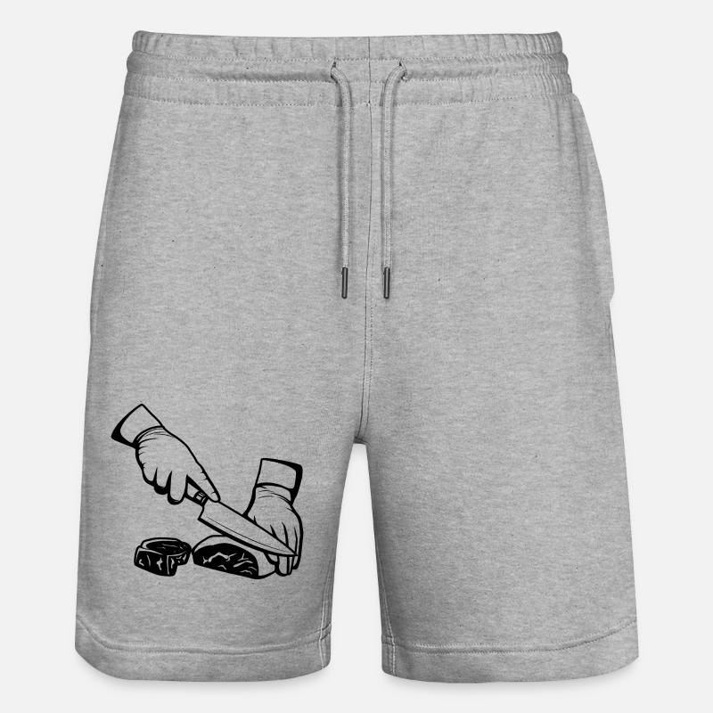 Fleisch schneiden - Stanley/Stella Unisex Bio Joggingshorts Trainer  - Grau meliert