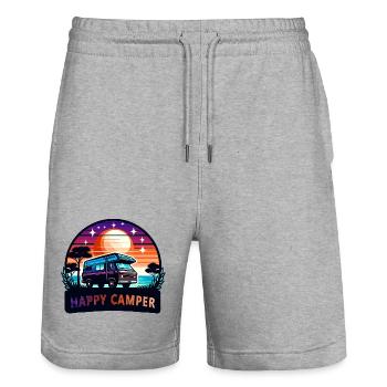 Sunset  Happy Camper Van - Stanley/Stella Trainer Unisex Organic Jogging Shorts - heather grey - Front - Nik (191cm) & Marisol (170cm)