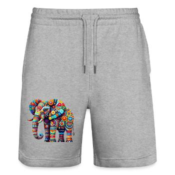 Elefant - Stanley/Stella Unisex Bio Joggingshorts Trainer  - Grau meliert - Vorne - Nik (191cm) & Marisol (170cm)