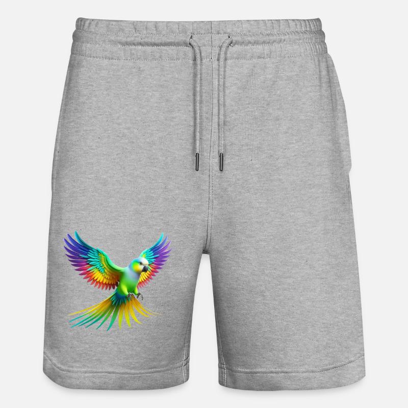 Regenbogensittich (02) - Stanley/Stella Unisex Bio Joggingshorts Trainer - Grau meliert