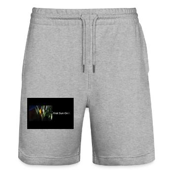 Streetwear First Sun On - Short de jogging bio TRAINER Stanley/Stella unisexe - gris chiné - Devant - Nik (191cm) & Marisol (170cm)