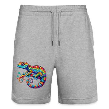Gecko - Short de jogging bio TRAINER Stanley/Stella unisexe - gris chiné - Devant - Nik (191cm) & Marisol (170cm)