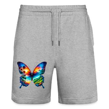 Papillon - Short de jogging bio TRAINER Stanley/Stella unisexe - gris chiné - Devant - Nik (191cm) & Marisol (170cm)