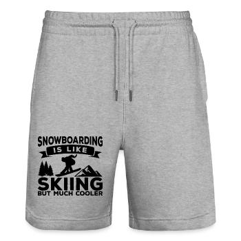 Witziges Snowboarding Zitat - Stanley/Stella Unisex Bio Joggingshorts Trainer  - Grau meliert - Vorne - Nik (191cm) & Marisol (170cm)