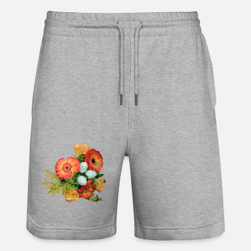 Bouquet with Easter Eggs Pattern - Stanley/Stella Trainer Unisex Organic Jogging Shorts - heather grey