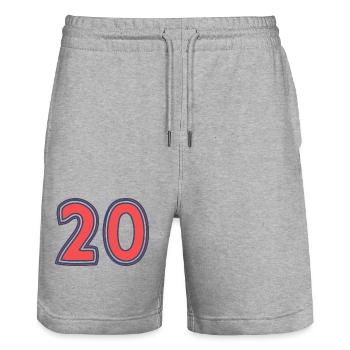 20. 20 JAHRE. 20-JÄHRIGES JUBILÄUM - Stanley/Stella Unisex Bio Joggingshorts Trainer  - Grau meliert - Vorne - Nik (191cm) & Marisol (170cm)