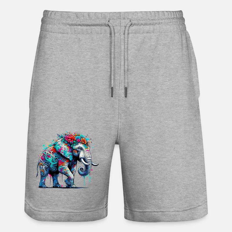 Éléphant - Short de jogging bio TRAINER Stanley/Stella unisexe - gris chiné