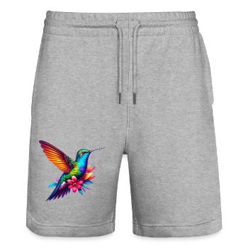 Colibri - Short de jogging bio TRAINER Stanley/Stella unisexe - gris chiné - Devant - Nik (191cm) & Marisol (170cm)