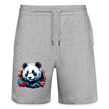 Panda - Stanley/Stella Unisex Bio Joggingshorts Trainer  - Grau meliert - Vorne - Nik (191cm) & Marisol (170cm)
