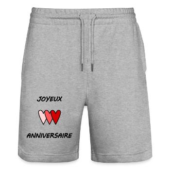 ALLES GUTE ZUM GEBURTSTAG. ALLES GUTE ZUM GEBURTSTAG. JAHRESTAG. - Stanley/Stella Unisex Bio Joggingshorts Trainer  - Grau meliert - Vorne - Nik (191cm) & Marisol (170cm)