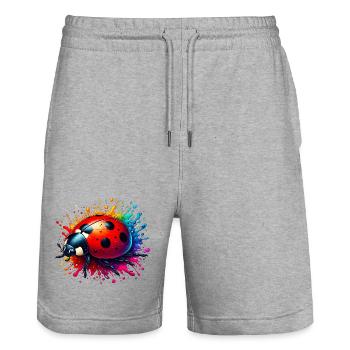 Marienkäfer - Stanley/Stella Unisex Bio Joggingshorts Trainer  - Grau meliert - Vorne - Nik (191cm) & Marisol (170cm)