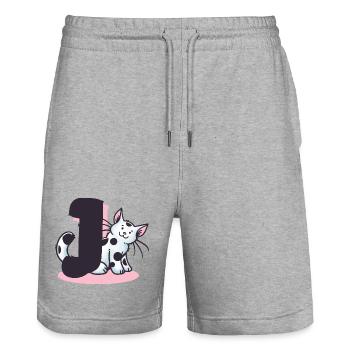 Katze Buchstabe J - Stanley/Stella Unisex Bio Joggingshorts Trainer  - Grau meliert - Vorne - Nik (191cm) & Marisol (170cm)