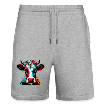 Vache - Short de jogging bio TRAINER Stanley/Stella unisexe - gris chiné - Devant - Nik (191cm) & Marisol (170cm)