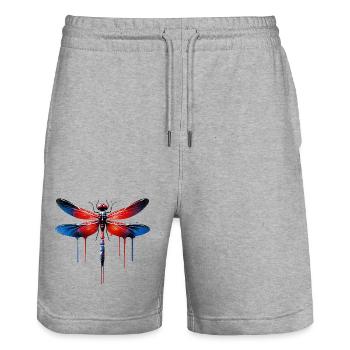 Libelle - Stanley/Stella Unisex Bio Joggingshorts Trainer  - Grau meliert - Vorne - Nik (191cm) & Marisol (170cm)
