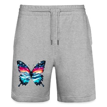 Butterfly - Stanley/Stella Trainer Unisex Organic Jogging Shorts - heather grey - Front - Nik (191cm) & Marisol (170cm)