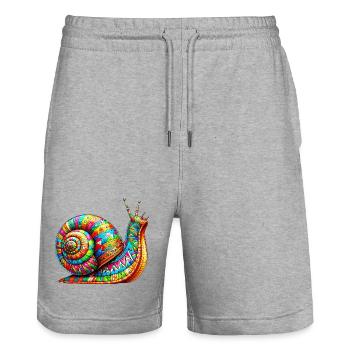 Escargot - Short de jogging bio TRAINER Stanley/Stella unisexe - gris chiné - Devant - Nik (191cm) & Marisol (170cm)
