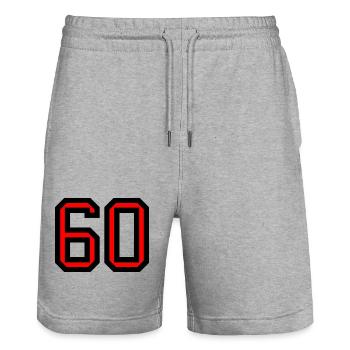 60. 60 ANS. 60e ANNIVERSAIRE. ANNIVERSAIRE 60 ANS. - Short de jogging bio TRAINER Stanley/Stella unisexe - gris chiné - Devant - Nik (191cm) & Marisol (170cm)
