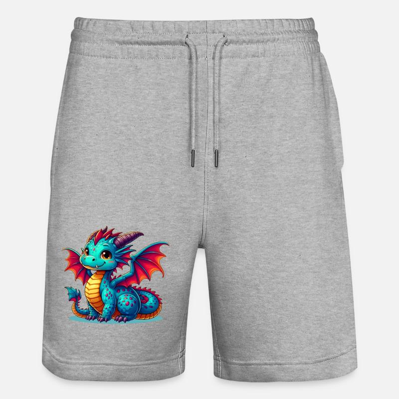 Drache - Stanley/Stella Unisex Bio Joggingshorts Trainer  - Grau meliert