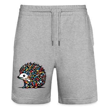Igel - Stanley/Stella Unisex Bio Joggingshorts Trainer  - Grau meliert - Vorne - Nik (191cm) & Marisol (170cm)