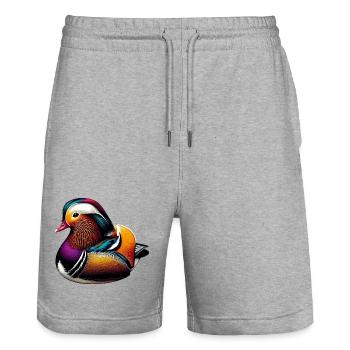 Mandarin duck - Stanley/Stella Trainer Unisex Organic Jogging Shorts - heather grey - Front - Nik (191cm) & Marisol (170cm)