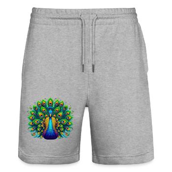 Pfau - Stanley/Stella Unisex Bio Joggingshorts Trainer  - Grau meliert - Vorne - Nik (191cm) & Marisol (170cm)