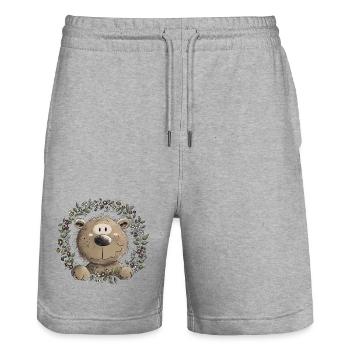 Droll Brown Bear Leaf Couronne Animal Sauvage Bande Dessinée - Short de jogging bio TRAINER Stanley/Stella unisexe - gris chiné - Devant - Nik (191cm) & Marisol (170cm)