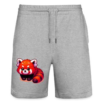 Kleiner Panda - Stanley/Stella Unisex Bio Joggingshorts Trainer  - Grau meliert - Vorne - Nik (191cm) & Marisol (170cm)
