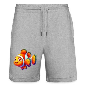 Poisson-clown - Short de jogging bio TRAINER Stanley/Stella unisexe - gris chiné - Devant - Nik (191cm) & Marisol (170cm)