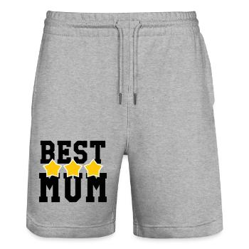 Best Mom - Mother's Day - Stanley/Stella Trainer Unisex Organic Jogging Shorts - heather grey - Front - Nik (191cm) & Marisol (170cm)