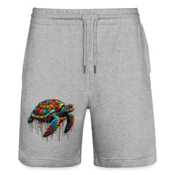 Turtle - Stanley/Stella Trainer Unisex Organic Jogging Shorts - heather grey - Front - Nik (191cm) & Marisol (170cm)